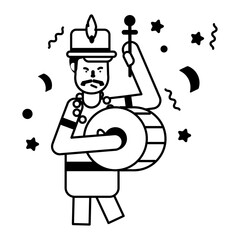 Carnival drummer glyph style icon 