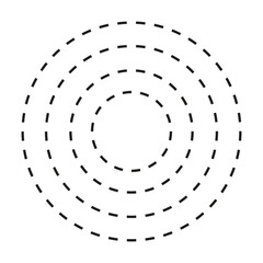 Black Dashed Concentric Circles. Vector illustration. EPS 10.