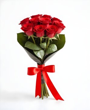 bouquet of red roses, png file of isolated cutout object on background