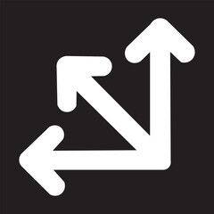 Three-way directional arrow in flat style. Vector illustration. Road direction icon isolated. Vector icon of branching three arrows.eps10