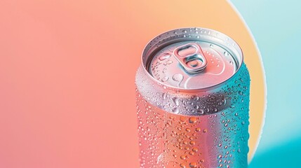 Soda Can with Refreshing Condensation. Generative ai