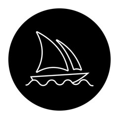 Minimalist Round Sailboat AI Icon