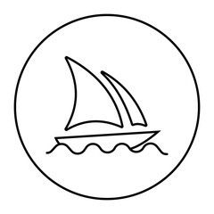 Minimalist Round Sailboat AI Outline Icon AI Icon Element