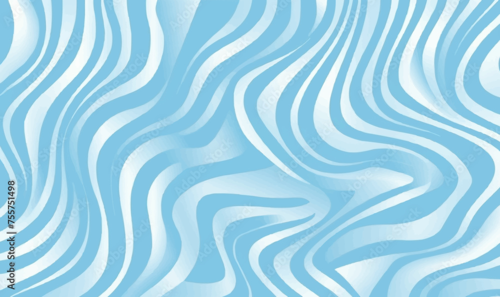 Poster light blue zebra pattern with wavy lines, seamless pattern vector distorted wallpaper