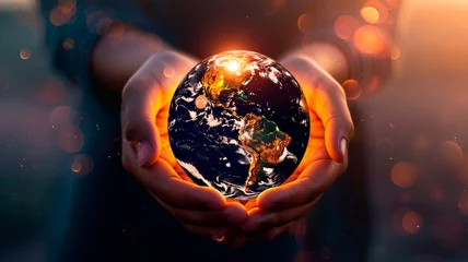 Fotobehang earth in the hands of the world. the concept of the global warming. © Fantastic