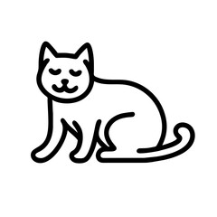 Happy and Cute Cat Line Art Vector
