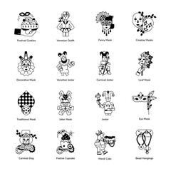 Collection of Shrove Tuesday Glyph Icons 

