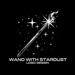 Wand With Stardust Vector Logo Design