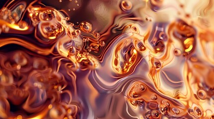 Dynamic Swirls of Liquid Copper with Vibrant Warm Color Gradients, Abstract Art