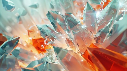 Low Poly 3D Render Showcasing Shattered Crystalline Structures with Dynamic Shadows