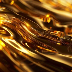 Golden liquid texture shimmering with vibrant light, perfect for modern luxury and artistic design.