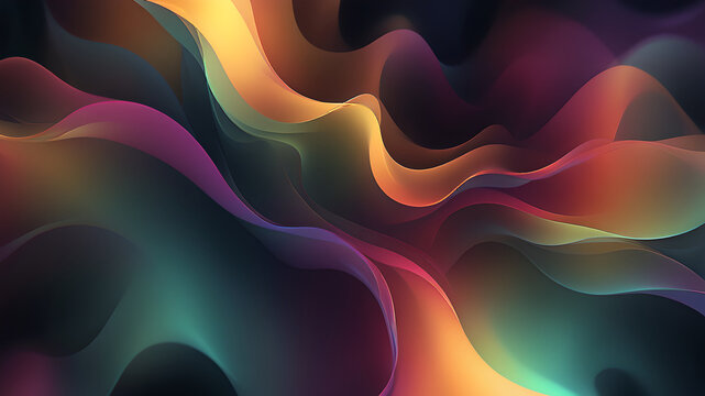 abstract clowing background with multicolored blurred gradients moving on dark
