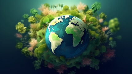 Naklejka premium Concept image of earth on green background