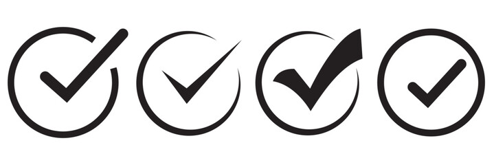 Black check mark icon. Check mark vector icon. Checkmark Illustration. Vector symbols set ,Black checkmark isolated on white background. Correct vote choise isolated symbol. vector Illustration.