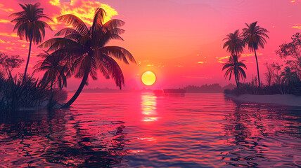 Red tropical sunset