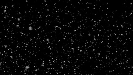 Realistic falling snow, alpha channel. Transparent background. Fairy snow. 3d illustration