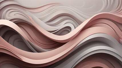 unobtrusive header with elegant curvy swirl waves background design with rosy brown, light gray and pastel brown color