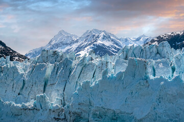 Blue Ice Glacier and Alaskan Mountain Range