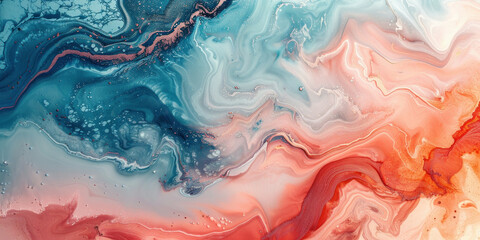Fototapeta premium Vibrant Swirls of Red, Blue, and Orange on a White Background Abstract Painting with Dynamic Motion