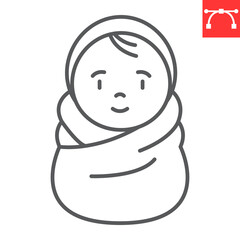 Newborn line icon, mom day and childbirth, baby vector icon, vector graphics, editable stroke outline sign, eps 10.