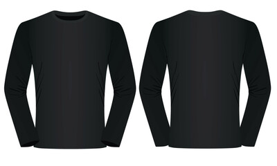 Long sleeve black t shirt. vector illustration - obrazy, fototapety, plakaty