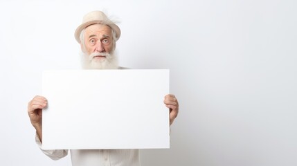 Elderly Man Holding White Board