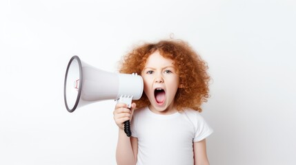 Little Girl With Red Hair Holding a Megaphone