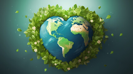 Concept image of earth on green background