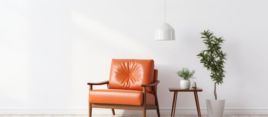 Interior design with armchair against a white wall.