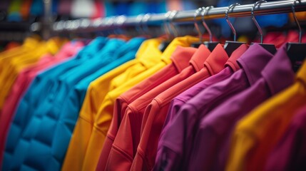 Row of Colorful Shirts on Rack