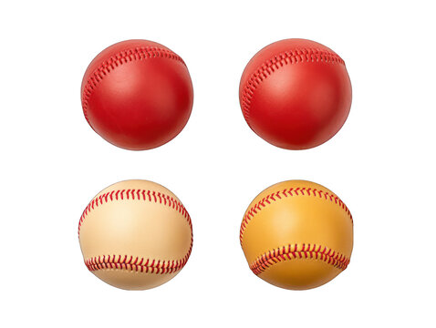 Collection set of softballs isolated on transparent background, transparency image, removed background