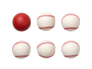 Collection set of softballs isolated on transparent background, transparency image, removed background