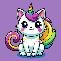 Cute Cartoon Rainbow Cat Unicorn