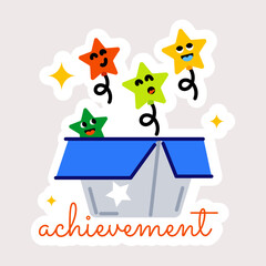 Ready to use flat sticker of achievement