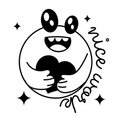 Grab this glyph sticker of nice work emoji 