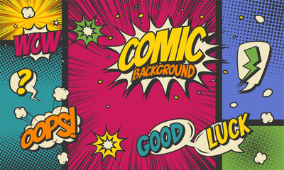 Fototapeta premium Comic cartoon pop art background 