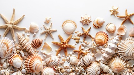 Obraz premium Seashells And Starfish Isolated
