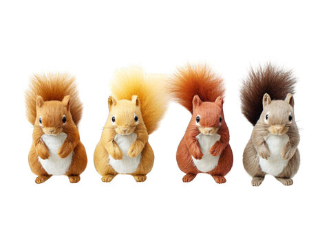 Collection set of squirrel isolated on transparent background, transparency image, removed background