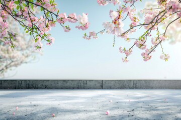 Beautiful spring background with concrete floor Generative Ai - 755765402