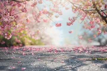Fototapeta premium Beautiful spring background with concrete floor Generative Ai