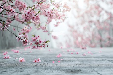 Beautiful spring background with concrete floor Generative Ai