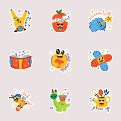 Obraz premium Set of Typographic Motivational Flat Stickers