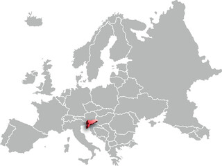 map of SLOVENIA with the countries of EUROPE 3d isometric