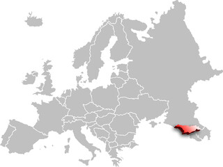 Fototapeta na wymiar map of GEORGIA with the countries of EUROPE 3d isometric