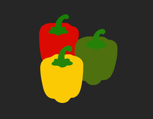Three Bell Peppers (red, green, yellow)