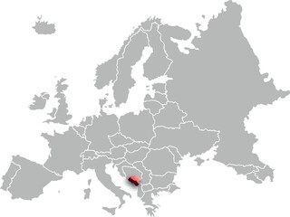 map of MONTENEGRO with the countries of EUROPE 3d isometric