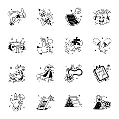 Collection of Typographic Praising Words Glyph Stickers 

