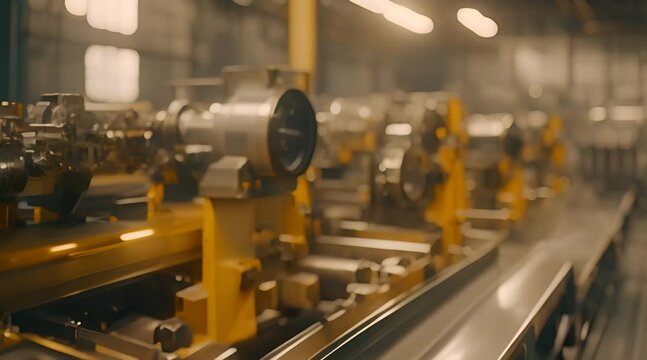 Industrial Factory Machinery Video Background, An Operator Operates a Machine, Engineering Background