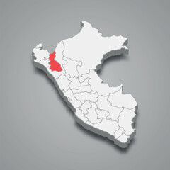 Cajamarca department location within Peru 3d map