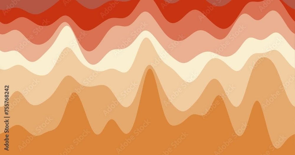 Poster abstract waves background. loopable smoothly moving curves in soft red colors. trendy footage.